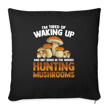 Chasse aux champignons - Housse de coussin décorative 45 x 45 cm - noir - Devant