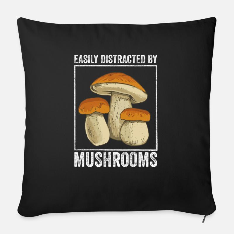 Mushroom Hunting - Sofakissenbezug 45 x 45 cm - Schwarz
