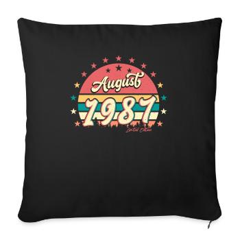Salutations d’anniversaire 1987 Août - Housse de coussin décorative 45 x 45 cm - noir - Devant