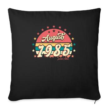 Salutations d’anniversaire 1985 Août - Housse de coussin décorative 45 x 45 cm - noir - Devant