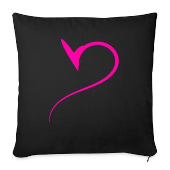 Halbes Pinkes Herz Simpel - Sofakissenbezug 45 x 45 cm - Schwarz - Vorne