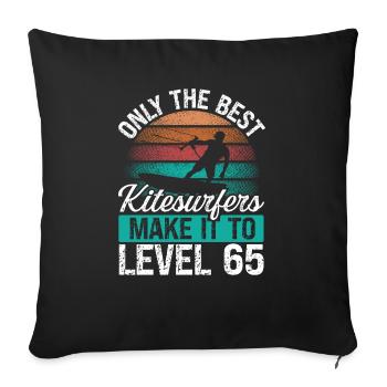 65 Kitesurf Level 65 Year Retro Kiteboarding - Sofa pillowcase 17,3'' x 17,3'' (45 x 45 cm) - black - Front