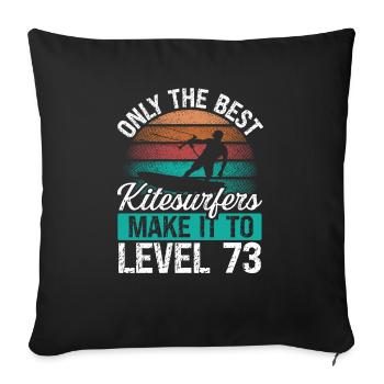 73 Kitesurf Niveau 73 Ans Rétro Kitesurf - Housse de coussin décorative 45 x 45 cm - noir - Devant