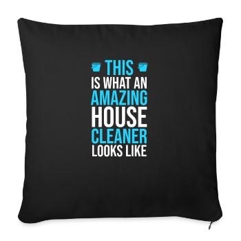 Cleaner Cleaning lady Cleaner Domestic help - Sofa pillowcase 17,3'' x 17,3'' (45 x 45 cm) - black - Front