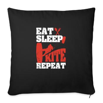 Kiteboarding Funny Kitesurfer Passion Eat Sleep - Sofa pillowcase 17,3'' x 17,3'' (45 x 45 cm) - black - Front