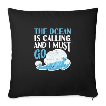 Der Ozean ruft und ich muss gehen Kite Board Surf - Sofakissenbezug 45 x 45 cm - Schwarz - Vorne