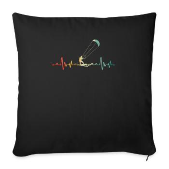 Kitesurfer Heartbeat Kiteboard Kitesurf Kite - Sofa pillowcase 17,3'' x 17,3'' (45 x 45 cm) - black - Front