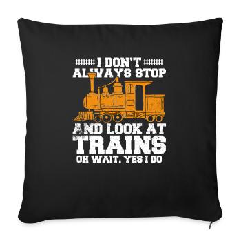 Je ne m’arrête pas toujours et je regarde les trains - Housse de coussin décorative 45 x 45 cm - noir - Devant