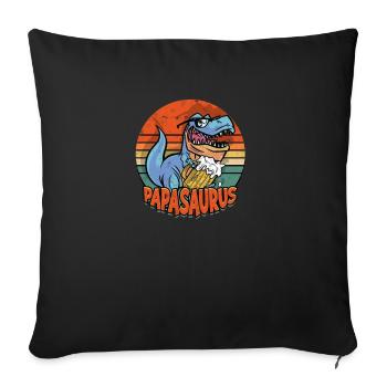 Papasaurus Dinosaur Papa Saurus - préhistorique - Housse de coussin décorative 45 x 45 cm - noir - Devant