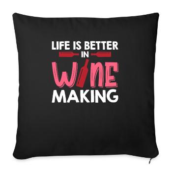 La vie est meilleure dans la vinification - Housse de coussin décorative 45 x 45 cm - noir - Devant