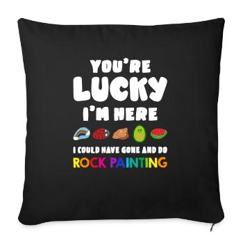 J’aurais pu aller faire de la peinture rupestre - Housse de coussin décorative 45 x 45 cm - noir - Devant