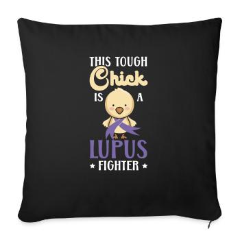 Ce poussin est un combattant du lupus lupus conscience - Housse de coussin décorative 45 x 45 cm - noir - Devant