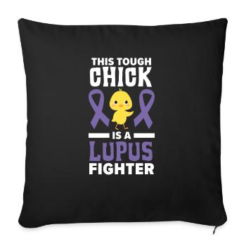 Ce poussin est un combattant du lupus lupus conscience - Housse de coussin décorative 45 x 45 cm - noir - Devant
