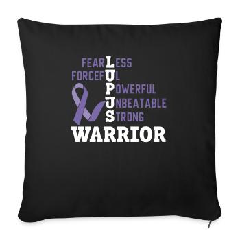 Sensibilisation au lupus Purple Ribbon Maladie auto-immune - Housse de coussin décorative 45 x 45 cm - noir - Devant
