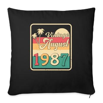 Salutations d’anniversaire pour août 1987 - Housse de coussin décorative 45 x 45 cm - noir - Devant