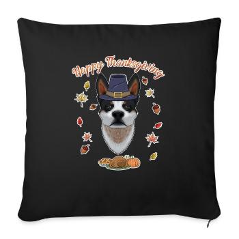 Happy Thanksgiving I Dog Lover I Australian - Sofa pillowcase 17,3'' x 17,3'' (45 x 45 cm) - black - Front