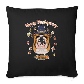 Happy Thanksgiving I Dog Lover I Deutsch Bulldog - Sofa pillowcase 17,3'' x 17,3'' (45 x 45 cm) - black - Front