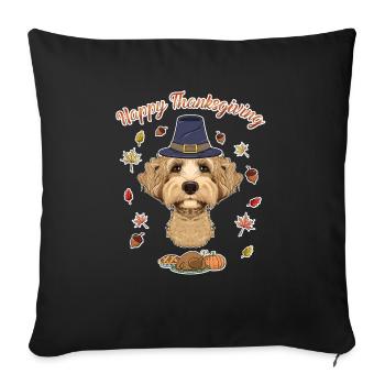 Happy Thanksgiving I Dog Lover I Labaradoodle - Sofa pillowcase 17,3'' x 17,3'' (45 x 45 cm) - black - Front