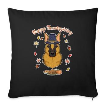Happy Thanksgiving I Dog Lover I German Shepherd - Sofa pillowcase 17,3'' x 17,3'' (45 x 45 cm) - black - Front