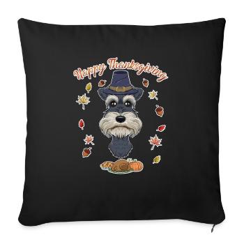 Happy Thanksgiving I Dog Lover I Miniature - Sofakissenbezug 45 x 45 cm - Schwarz - Vorne