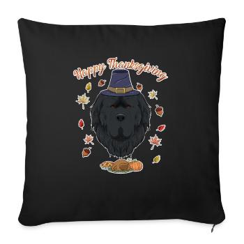 Happy Thanksgiving I Dog Lover I Newfoundland - Sofakissenbezug 45 x 45 cm - Schwarz - Vorne
