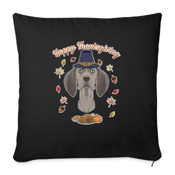 Joyeux Thanksgiving I Dog Lover I Weimaraner - Housse de coussin décorative 45 x 45 cm - noir - Devant