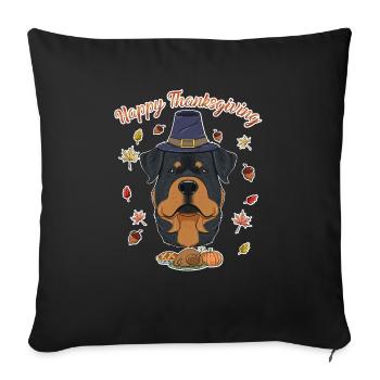 Happy Thanksgiving I Dog Lover I Rottweiler - Sofa pillowcase 17,3'' x 17,3'' (45 x 45 cm) - black - Front