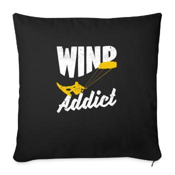 Kitesurf Kite Planche à voile Kitesurf Sport Vent - Housse de coussin décorative 45 x 45 cm - noir - Devant