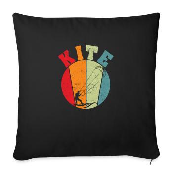 Kitesurf Kitesurf Kiteboarder Rétro Vintage - Housse de coussin décorative 45 x 45 cm - noir - Devant