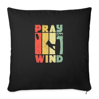 Pray For Wind Kitesurfing Kiteboarding Kitesurfing - Sofa pillowcase 17,3'' x 17,3'' (45 x 45 cm) - black - Front