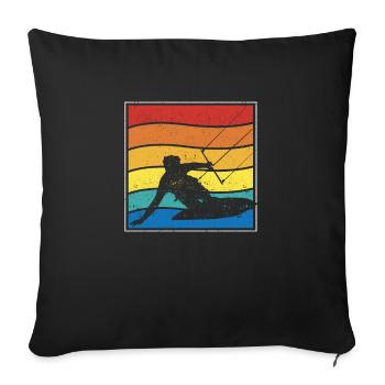 Wings Foiling Kitesurfing Kiteboarding Retro - Sofa pillowcase 17,3'' x 17,3'' (45 x 45 cm) - black - Front