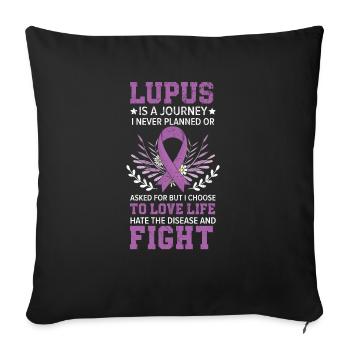 Sensibilisation au lupus Purple Ribbon Maladie auto-immune - Housse de coussin décorative 45 x 45 cm - noir - Devant