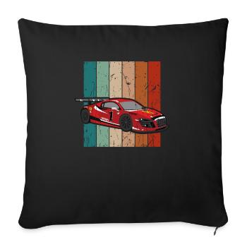 Voiture de course avec fond de couleur rétro - racer - Housse de coussin décorative 45 x 45 cm - noir - Devant