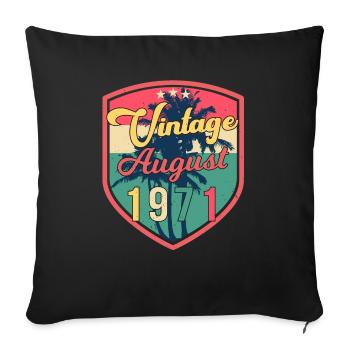 1971 August Retro - Sofakissenbezug 45 x 45 cm - Schwarz - Vorne