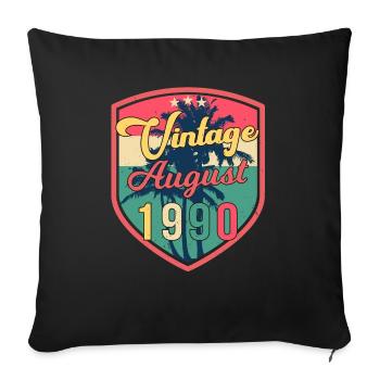 Salutations d’anniversaire pour août 1990 - Housse de coussin décorative 45 x 45 cm - noir - Devant