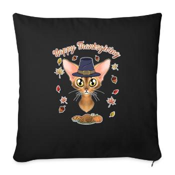 Abyssinian Cat Lover I Happy Thanksgiving - Sofakissenbezug 45 x 45 cm - Schwarz - Vorne
