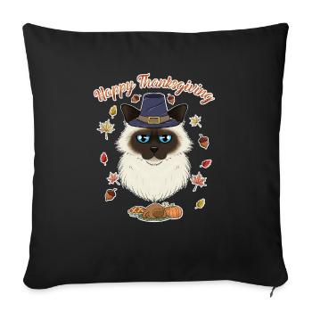 Birman Cat Lover I Happy Thanksgiving - Sofakissenbezug 45 x 45 cm - Schwarz - Vorne