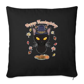 Bombay Cat Lover I Happy Thanksgiving - Sofakissenbezug 45 x 45 cm - Schwarz - Vorne