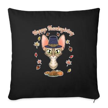Devon Rex Cat Lover I Happy Thanksgiving - Sofa pillowcase 17,3'' x 17,3'' (45 x 45 cm) - black - Front