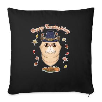 Exotic Shorthair Cat Lover I Happy Thanksgiving - Sofakissenbezug 45 x 45 cm - Schwarz - Vorne