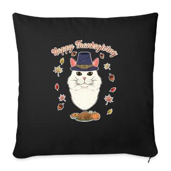 Turkish Angora Cat Lover I Happy Thanksgiving - Sofa pillowcase 17,3'' x 17,3'' (45 x 45 cm) - black - Front