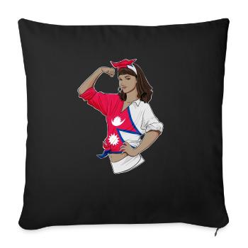 Fille népalaise Incassable I Héritage népalais I - Housse de coussin décorative 45 x 45 cm - noir - Devant