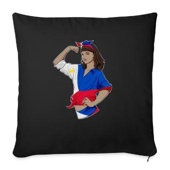 Fille philippine Héritage philippin incassable - Housse de coussin décorative 45 x 45 cm - noir - Devant
