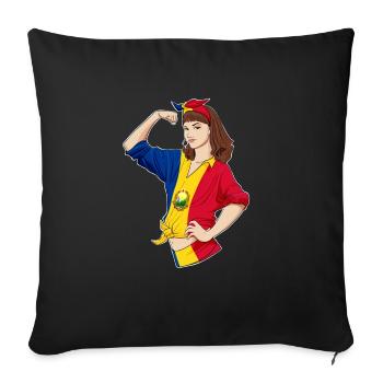 Romanian Girl Unbreakable I Romanian Heritage I - Sofa pillowcase 17,3'' x 17,3'' (45 x 45 cm) - black - Front