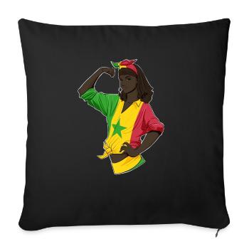 Senegalese Girl Unbreakable Senegalese Heritage - Sofa pillowcase 17,3'' x 17,3'' (45 x 45 cm) - black - Front