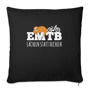 Lächeln statt Hecheln EMTB E-Bike Rentner Faultier - Sofakissenbezug 45 x 45 cm - Schwarz - Vorne