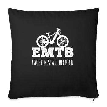 Lächeln statt Hecheln EMTB E-Bike Rentner Faultier - Sofakissenbezug 45 x 45 cm - Schwarz - Vorne