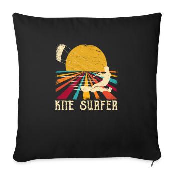 Kite Surfer Vintage Kite Surfing Sport Retro Wind - Sofa pillowcase 17,3'' x 17,3'' (45 x 45 cm) - black - Front