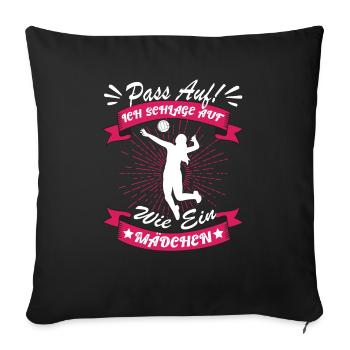 Volleyballerin Pass auf ich schlage auf - Sofakissenbezug 45 x 45 cm - Schwarz - Vorne