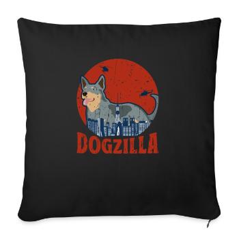 Dogzilla - chien - Housse de coussin décorative 45 x 45 cm - noir - Devant